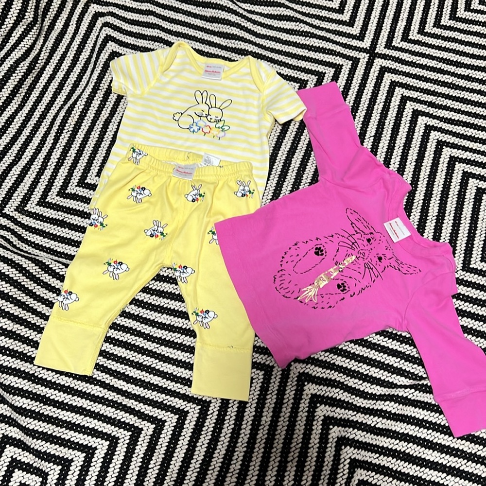 Hanna Andersson baby set 3-6 m bunny print , easter